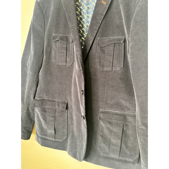 Paisley & Gray Mens Blue Cordoury Blazer Button Pockets Jacket Size 46 XXL - Picture 9 of 9